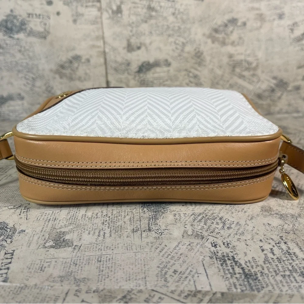 Vintage 80s Mark Cross Signature Herringbone Crossbody Bag Made in Italy